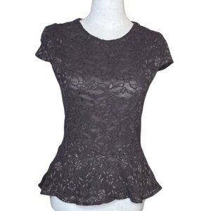 Moda International Women’s Floral Lace Peplum Cap Sleeve Blouse Cottage Medium